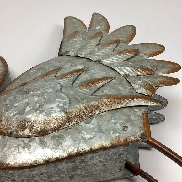 17” Rustic Metal Turkey Statue Figurine Home Decor - Picture 4 of 9